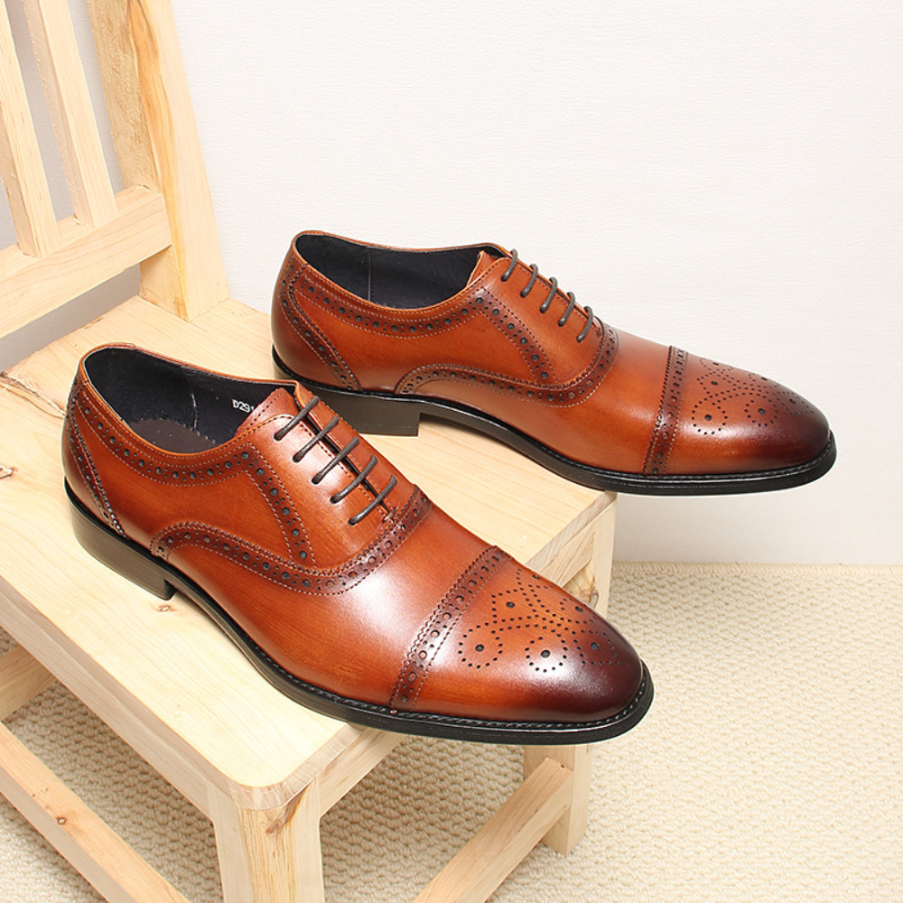 Men'S Grooming Oxford - El Yapımı Hakiki Deri Brogue Resmi