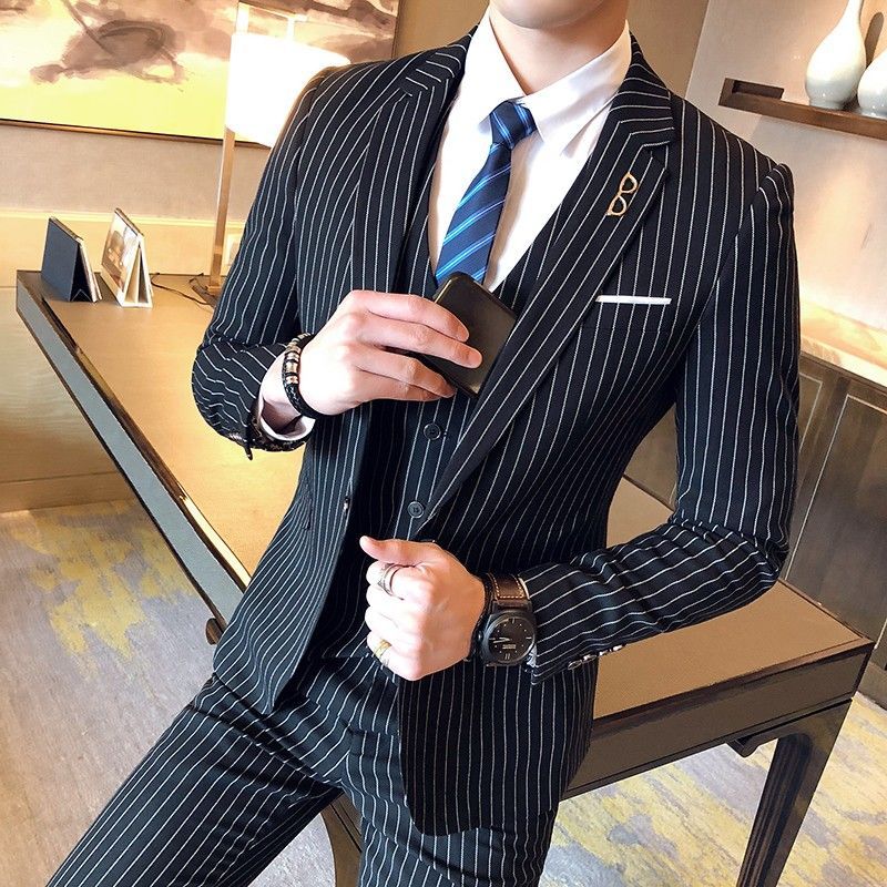 Men'S Grooming Uk - Erkek Slim Fit İnce Çizgili Blazer