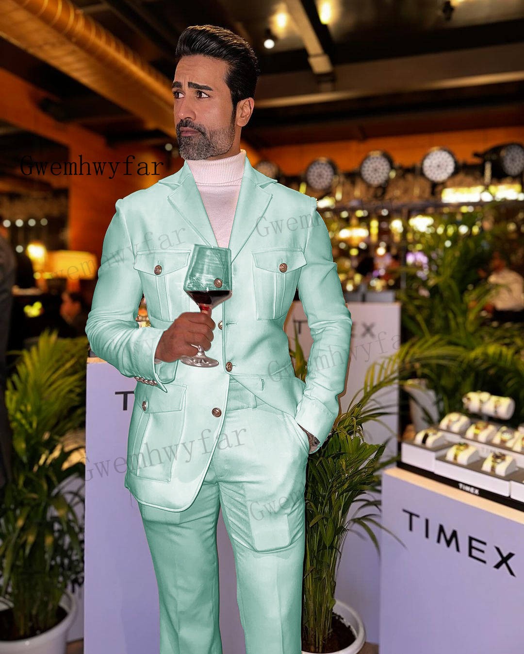 Men'S Grooming Jacket - Gwslim Fit uzun kollu erkek gömlek